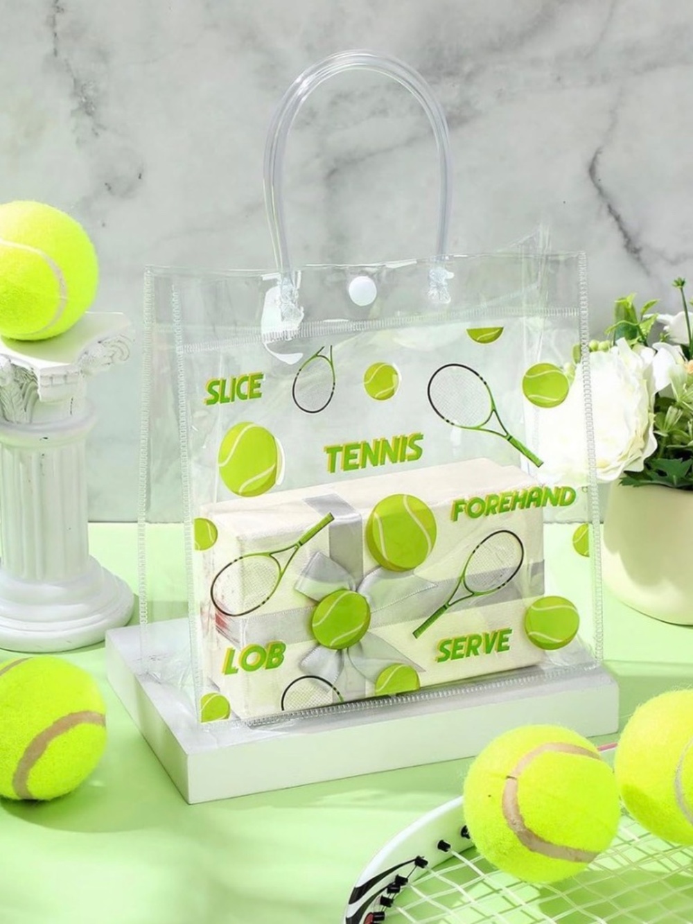 20 Pcs Tennis Party Favor Bags with Handles Candy Treat Bags Sports Goodies